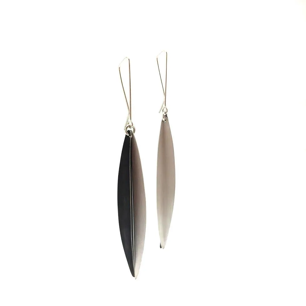 Black and Silver Layered  Leaf Earrings