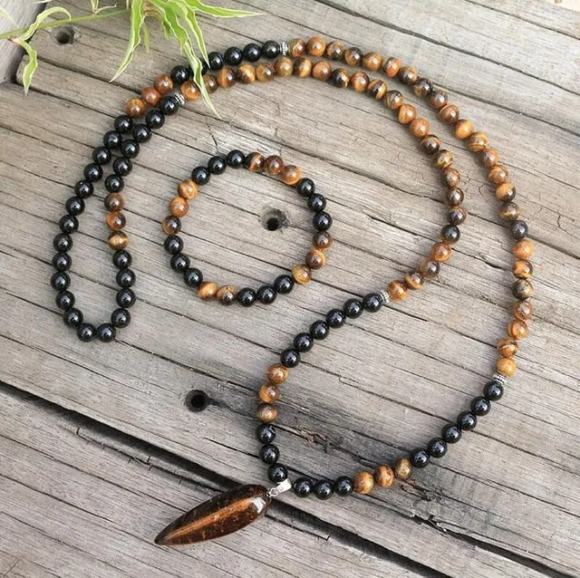 Black Onyx & Tigers Eye Mala Bracelet/Necklace/Set