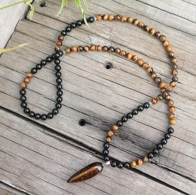 Black Onyx & Tigers Eye Mala Bracelet/Necklace/Set