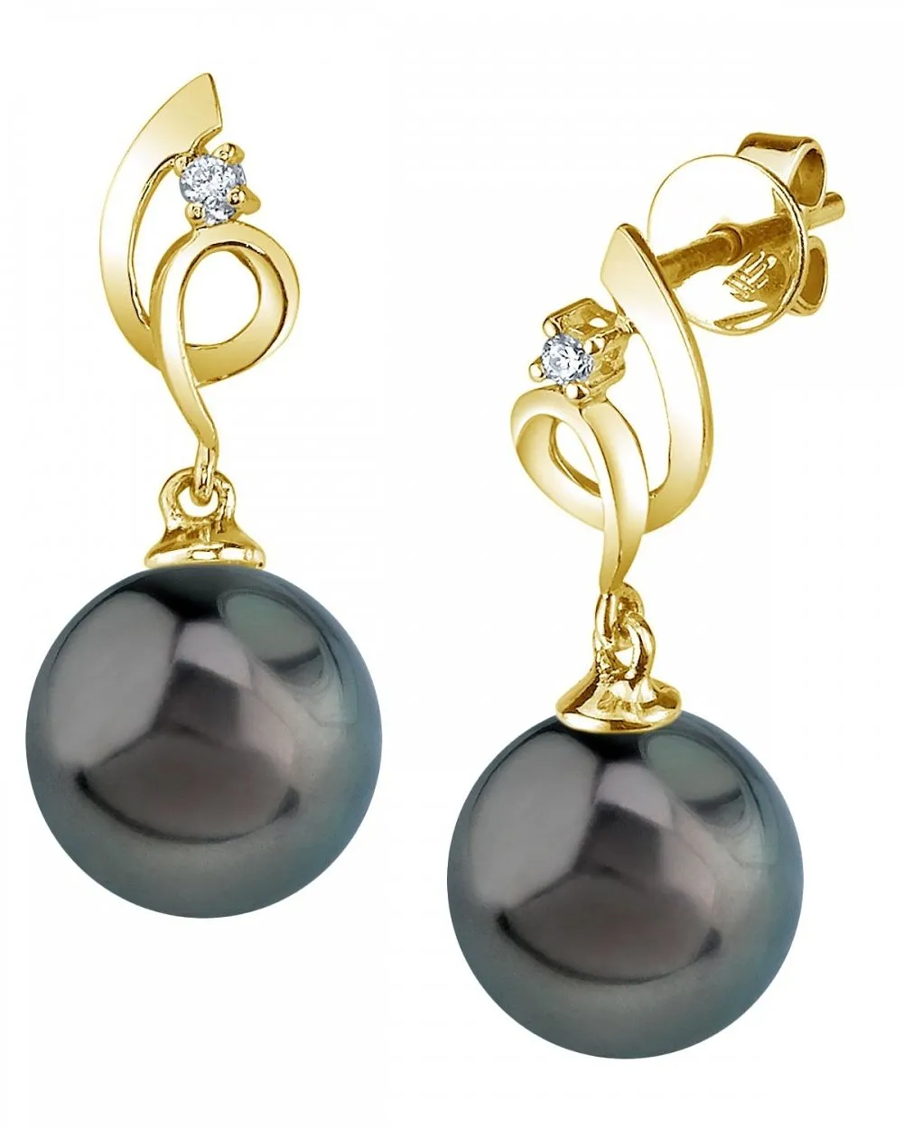 Black Tahitian Pearl & Diamond Pirouette Earrings