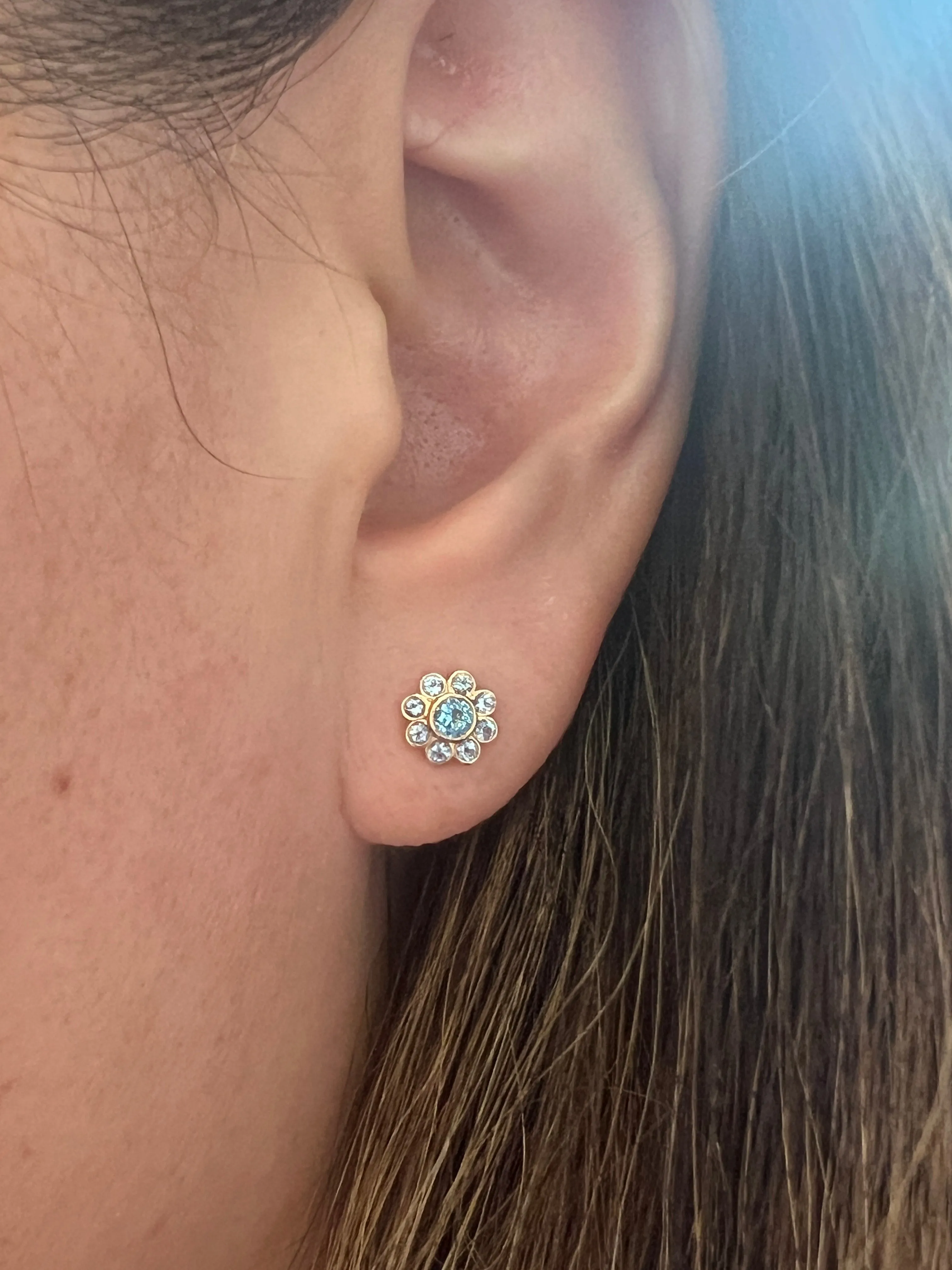 Blue Topaz Flower Earrings