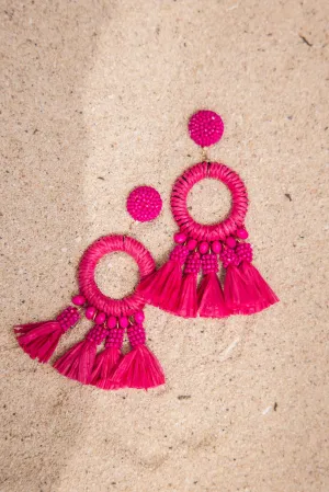 Bold Love Fuchsia Pink Tassel Earrings