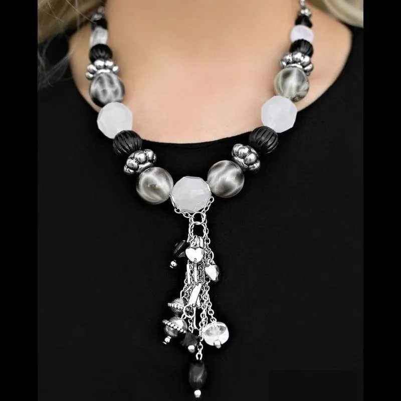 Break a Leg Black & White Blockbuster Necklace