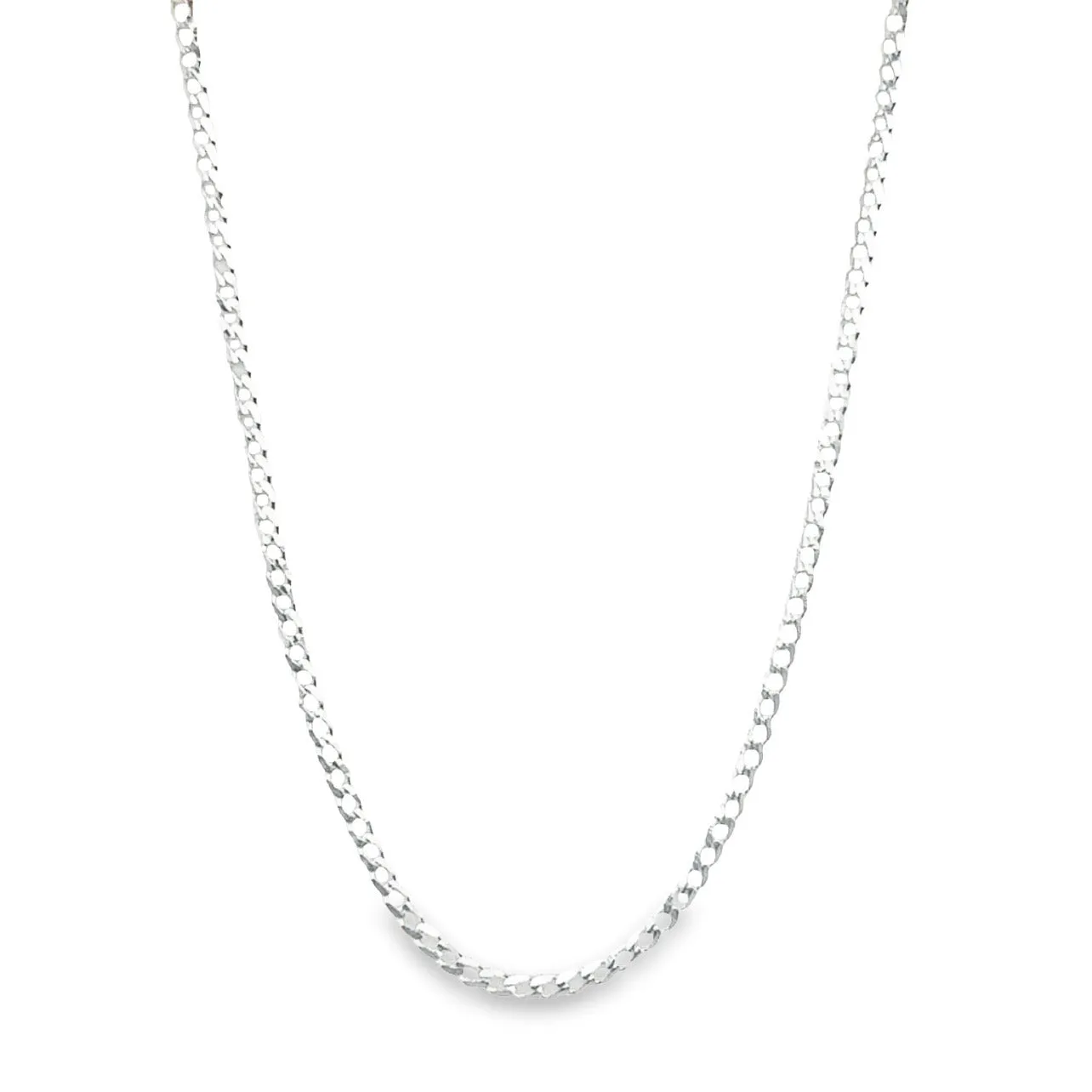 CA214 Flat Cuban Curb Chain Necklace-2mm With Extension