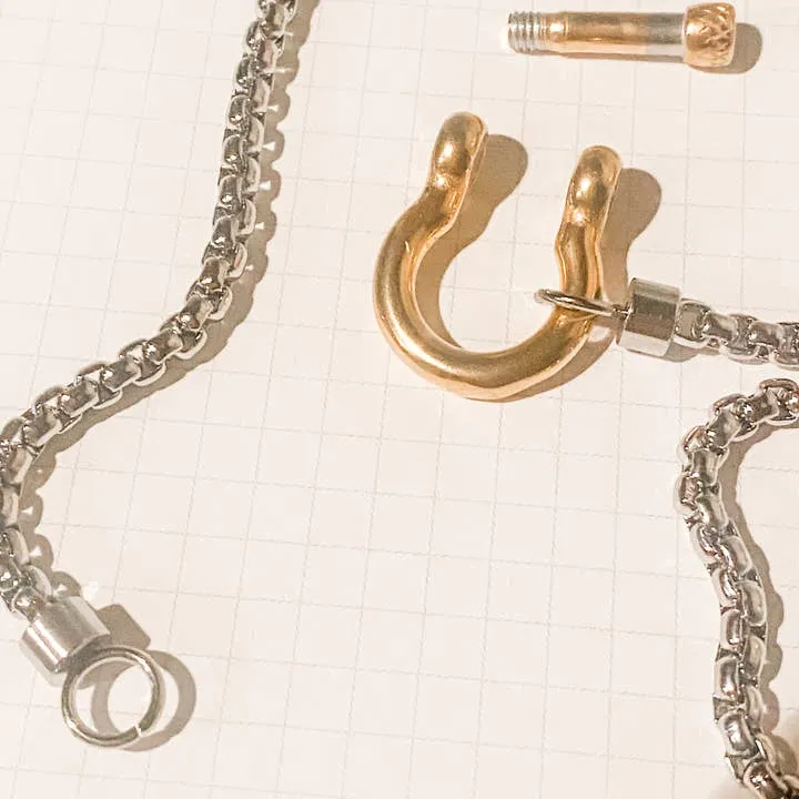 Carabiner Horse Bit- Charm-Wheat Chain Stainless Necklace