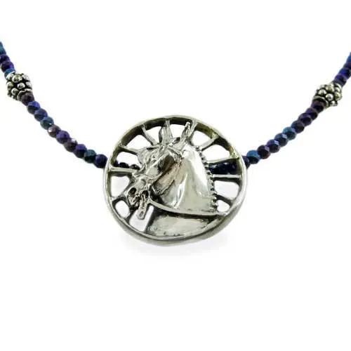 Carriage Horse Pendant Necklace in Sterling Silver