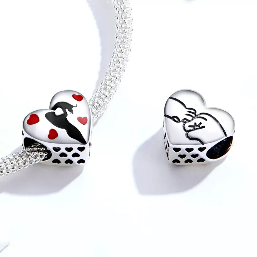 Cats Are Love Heart Enamel 925 Sterling Silver Charm