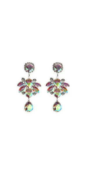 Chunky Cluster Iridescent Double Drop Earrings