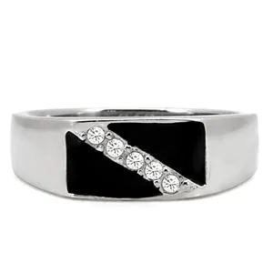 CJ7868OS Wholesale Stainless Steel Austrian Crystal Slash Enamel Men's Ring