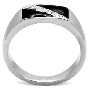 CJ7868OS Wholesale Stainless Steel Austrian Crystal Slash Enamel Men's Ring