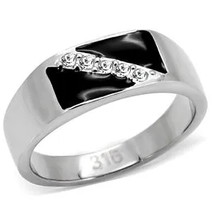 CJ7868OS Wholesale Stainless Steel Austrian Crystal Slash Enamel Men's Ring