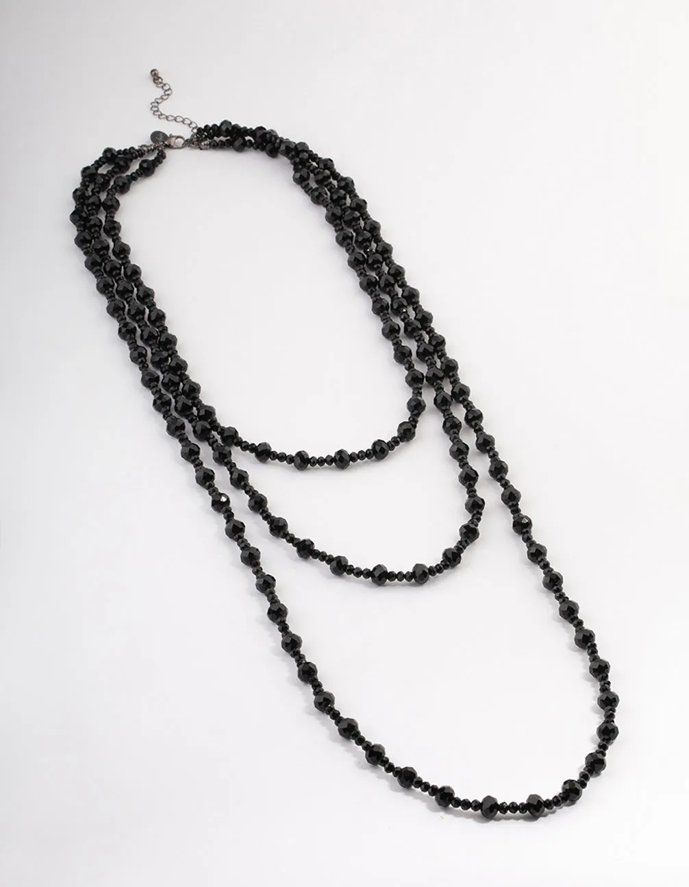 Coated Black Layered Bead & Facet Necklace