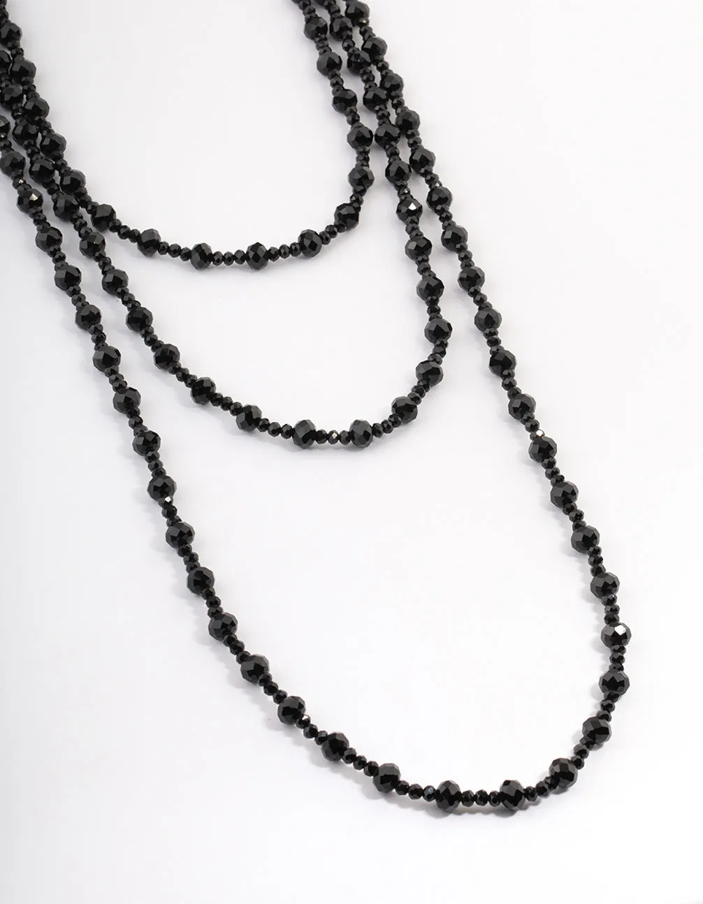 Coated Black Layered Bead & Facet Necklace