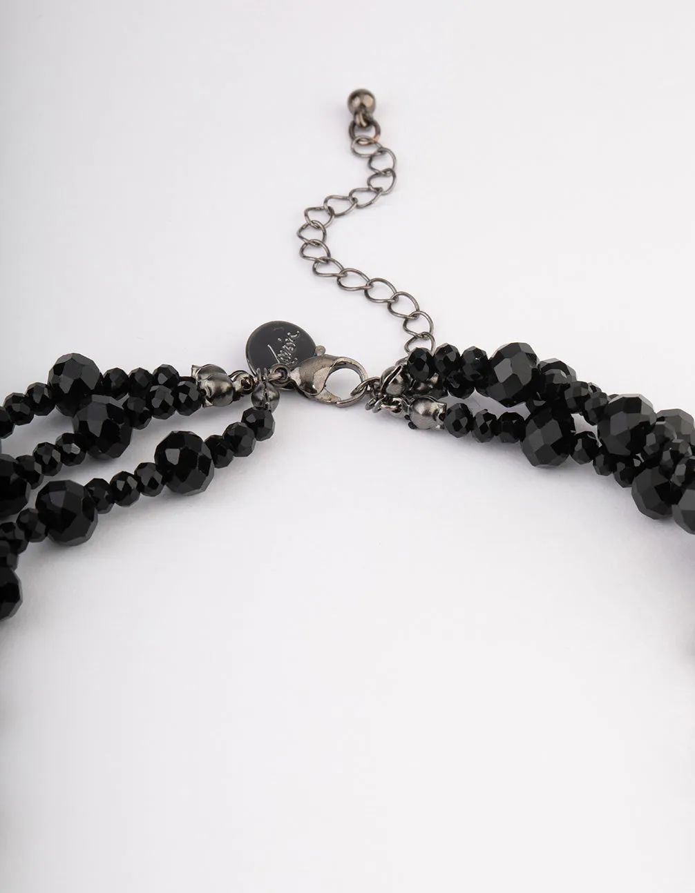 Coated Black Layered Bead & Facet Necklace