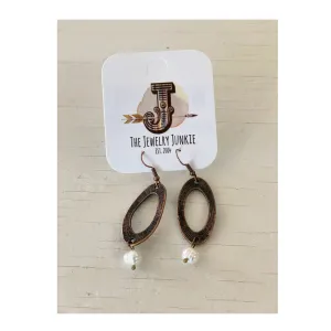 Copper & Freshwater Pearl Dangle Earrings - The Jewelry Junkie