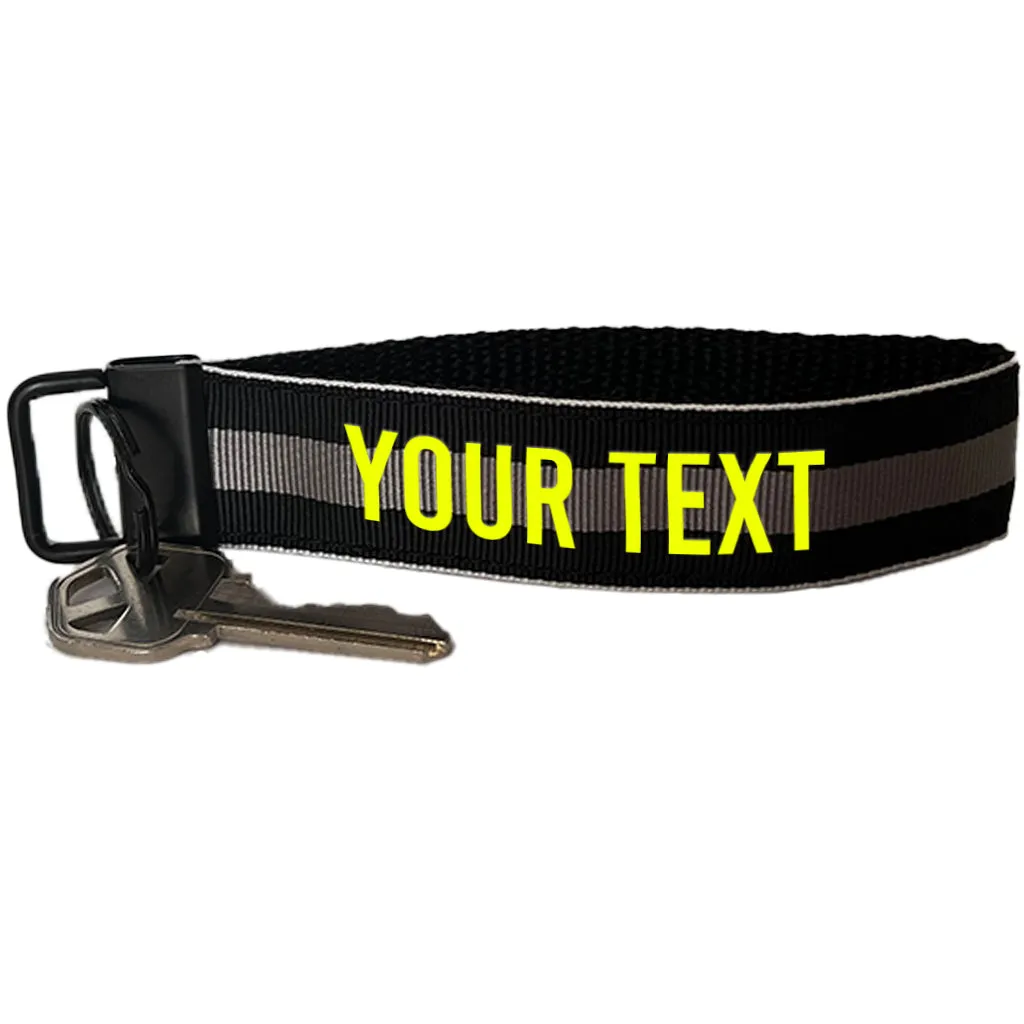 Corrections Thin Gray Line Keychain or Wristlet - Personalized with Your Name or Other Text