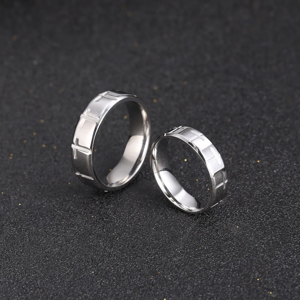 Couple's Temperament Titanium Steel Ring Set for Men and Women - Fashionable Plain Design