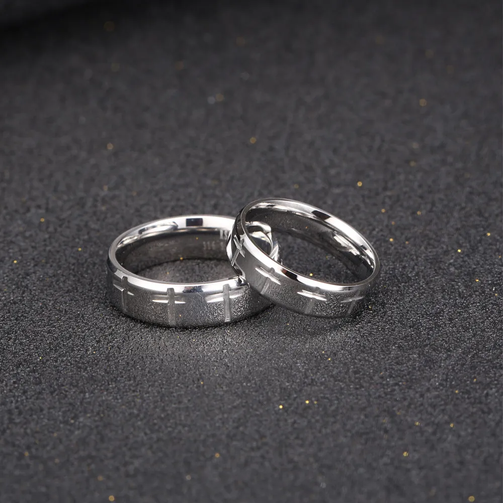 Couple's Temperament Titanium Steel Ring Set for Men and Women - Fashionable Plain Design