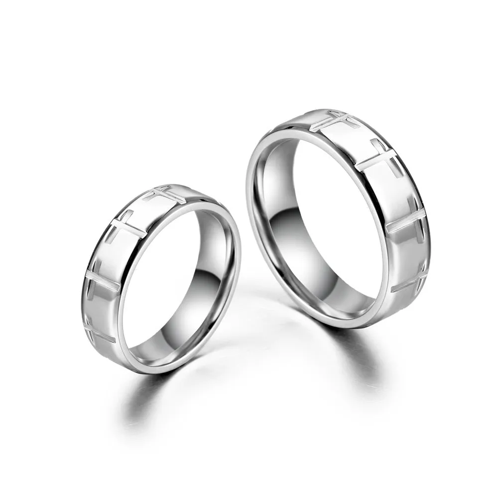 Couple's Temperament Titanium Steel Ring Set for Men and Women - Fashionable Plain Design