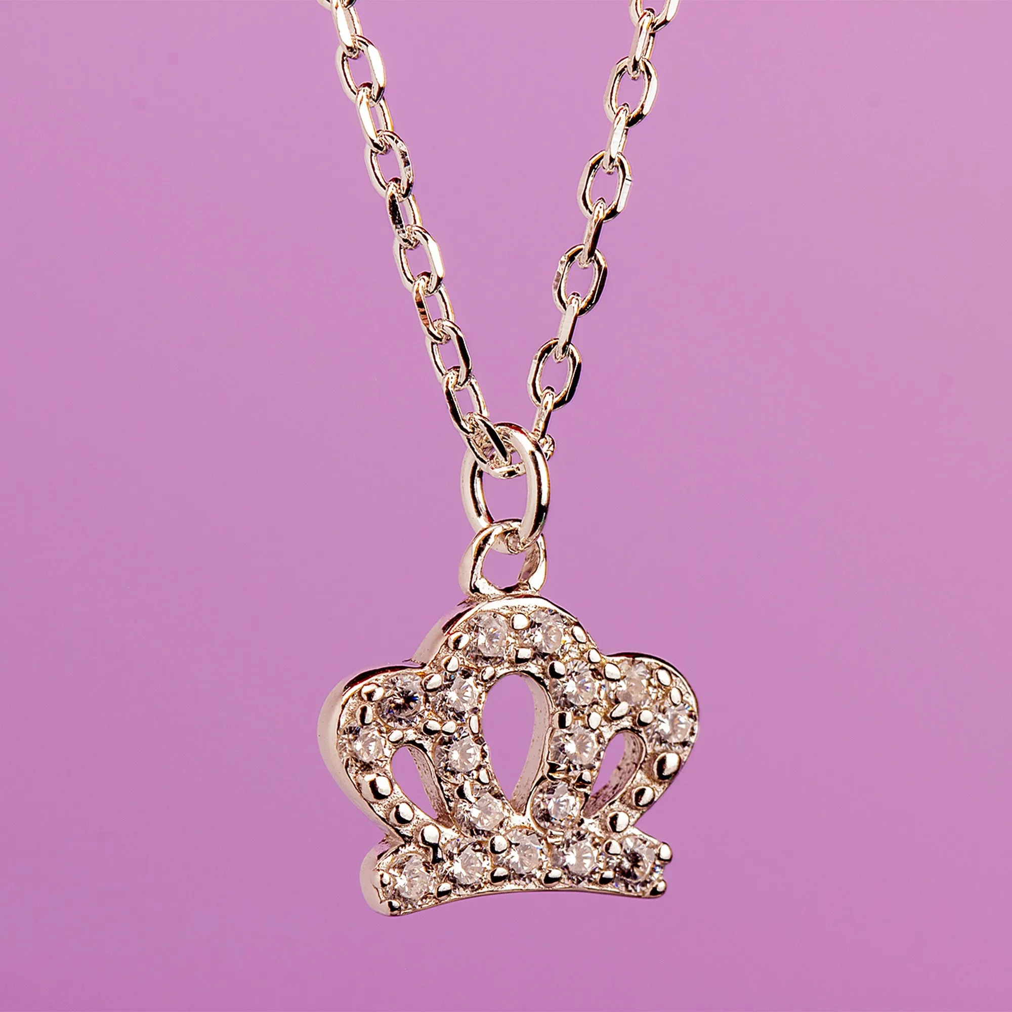 Crystal Crown Necklace - Sterling Silver