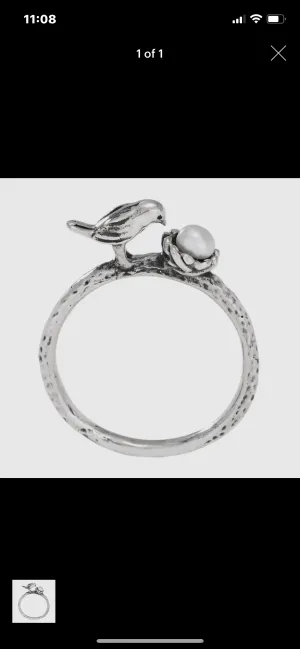 Curious Bird Stacking Ring in Silver