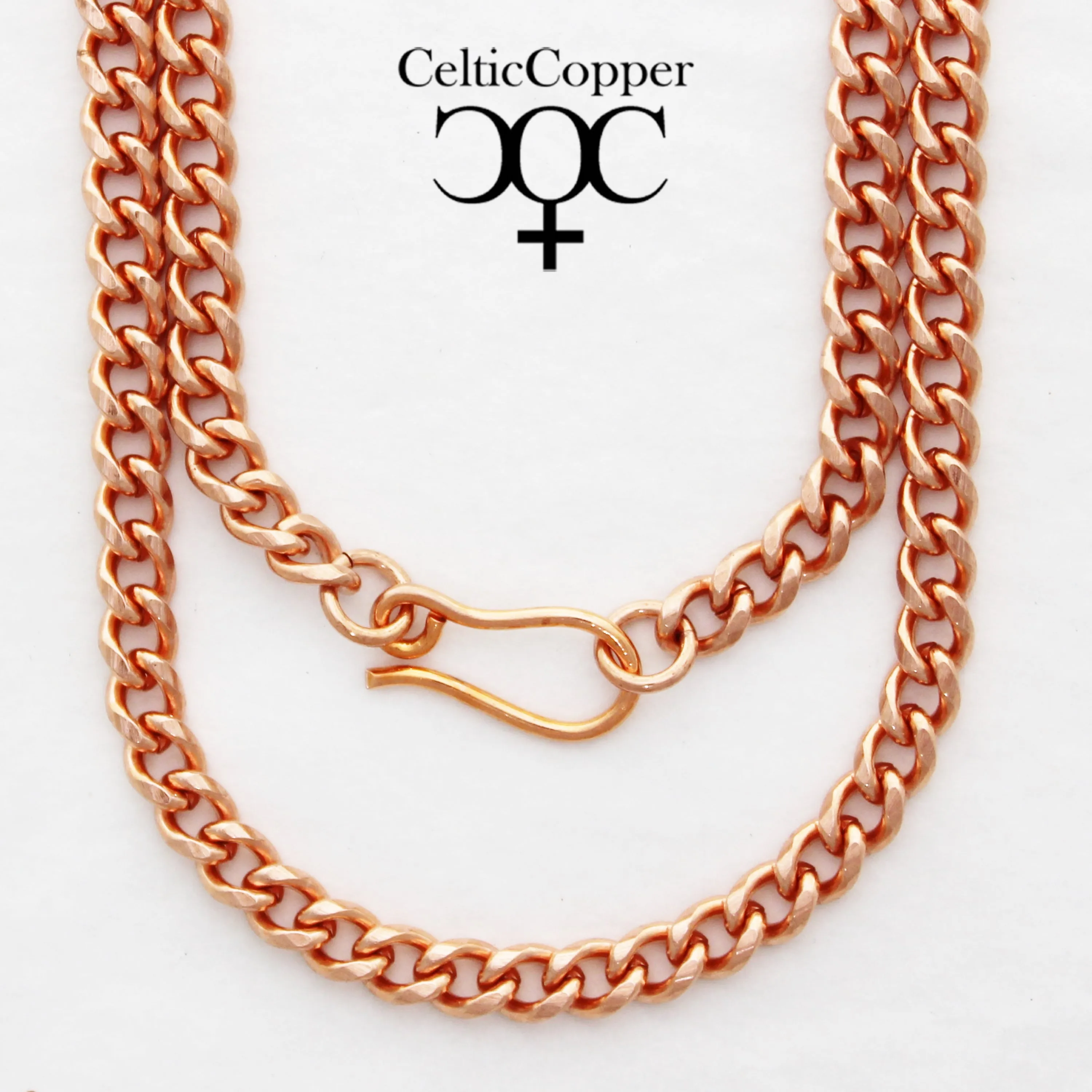 Custom Necklace Chain Copper Cuban Curb Chain Necklace NCC72 Medium 5mm Solid Copper Cuban Curb Chain Necklace Custom Sizes