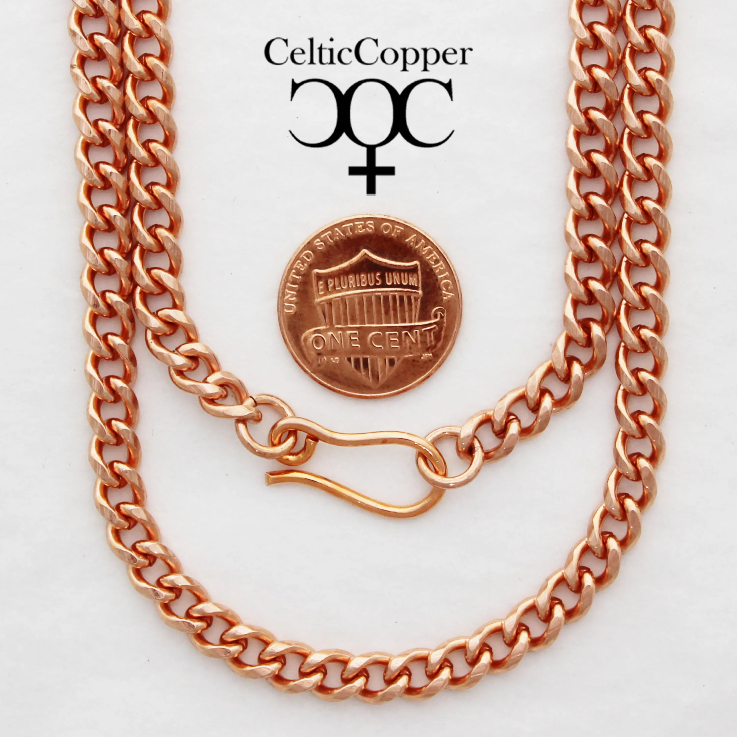 Custom Necklace Chain Copper Cuban Curb Chain Necklace NCC72 Medium 5mm Solid Copper Cuban Curb Chain Necklace Custom Sizes