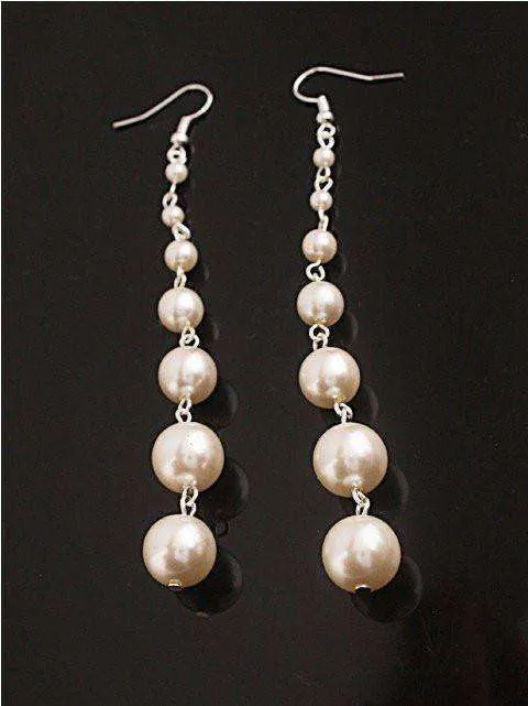 Dangling Pearl Shoulder Duster Earrings