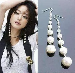 Dangling Pearl Shoulder Duster Earrings