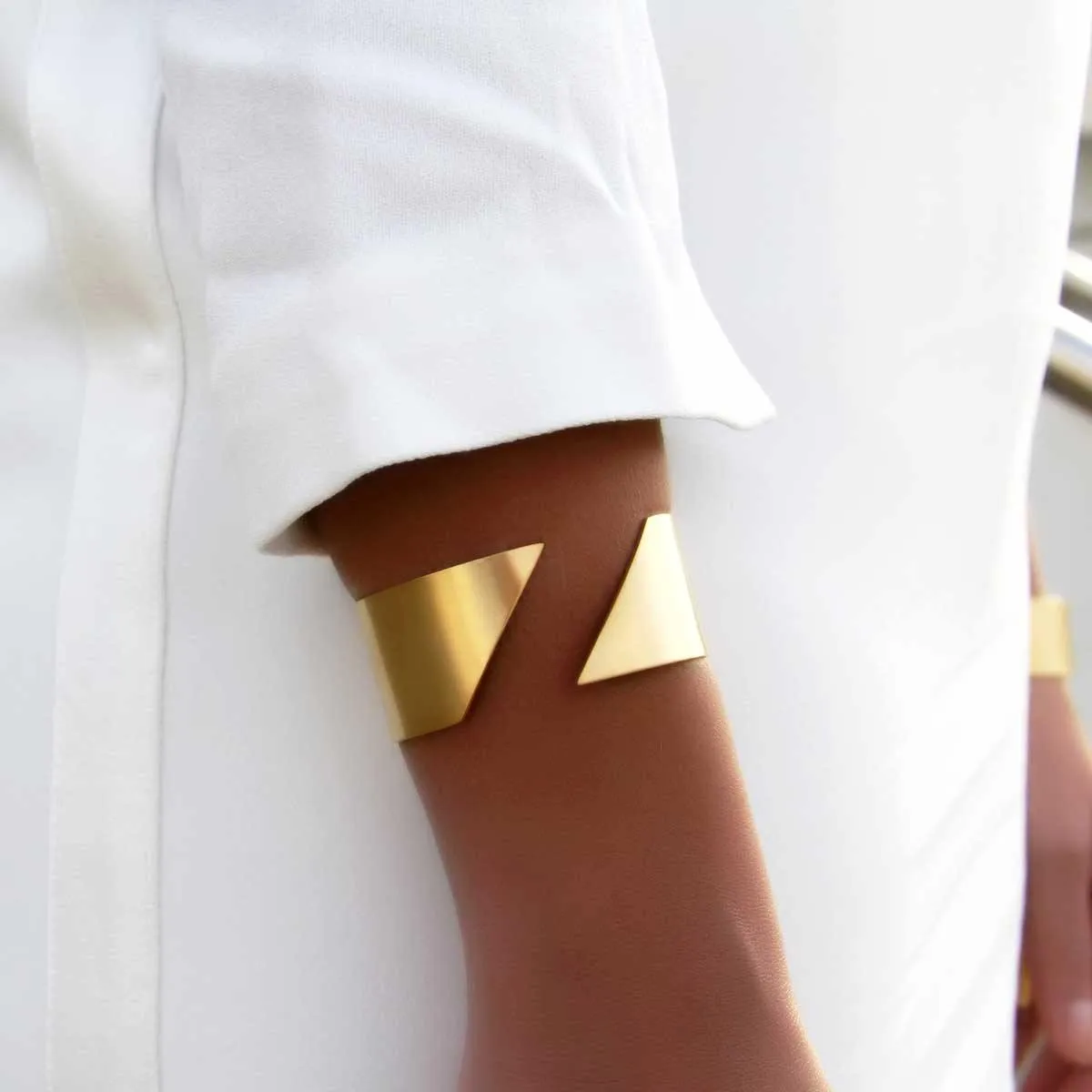 Diagonal 18k Gold-Plated Cuff Bracelet