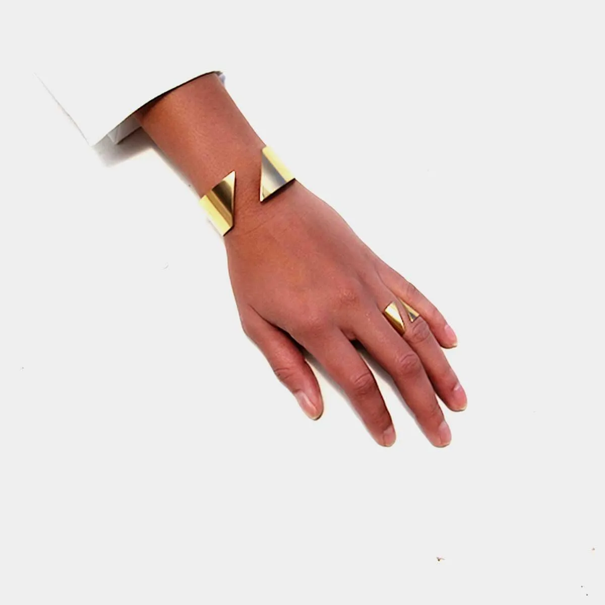 Diagonal 18k Gold-Plated Cuff Bracelet