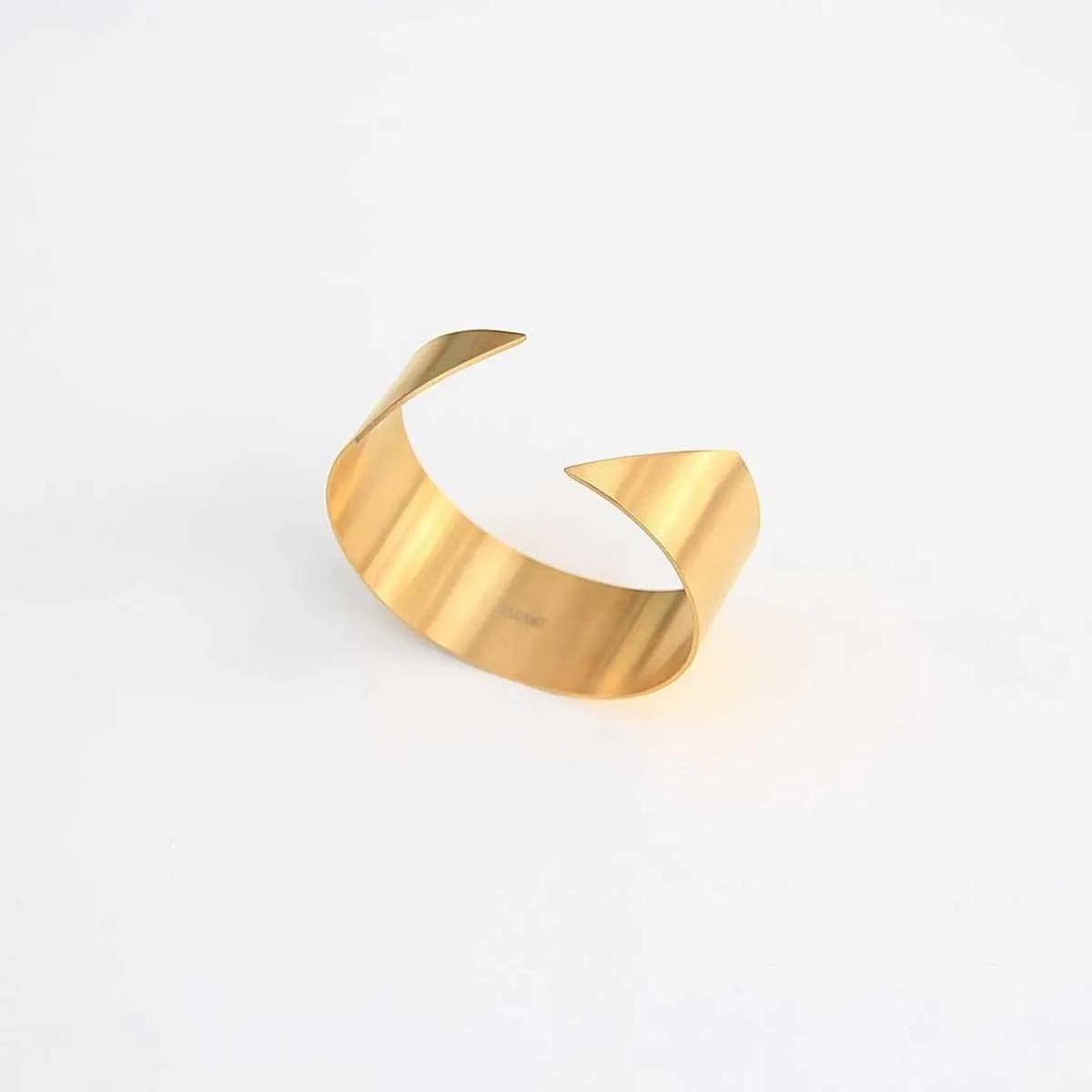 Diagonal 18k Gold-Plated Cuff Bracelet