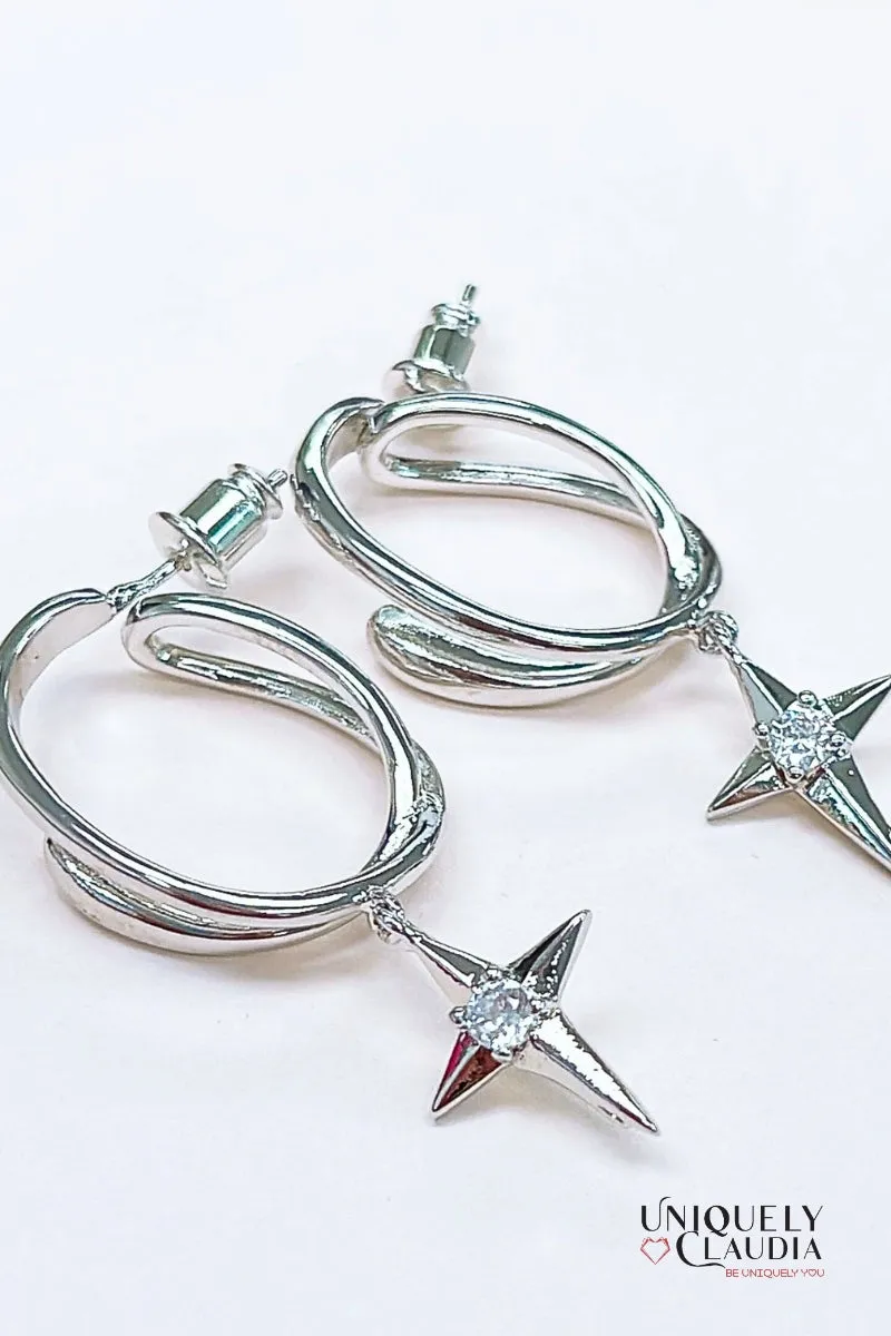 Diamond Star Hoop Earrings