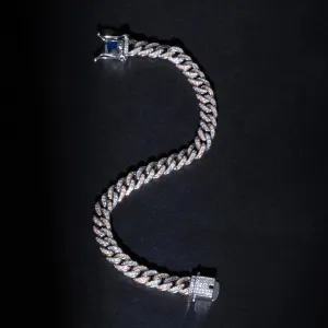 Dual Tone Cuban Link CZ Bracelet