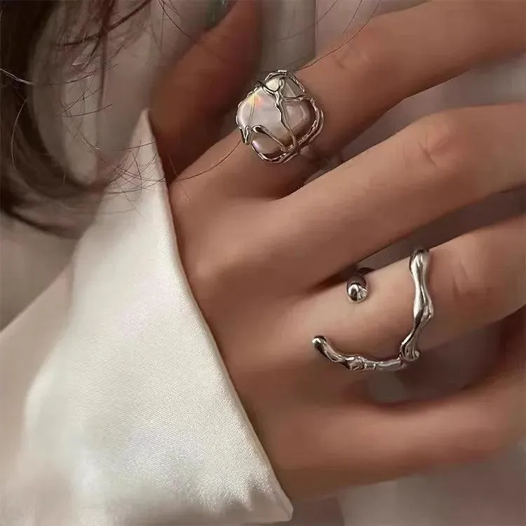 Elegant Heart Silver Rings: Chic Jewelry for Women's Parties & Birthdays