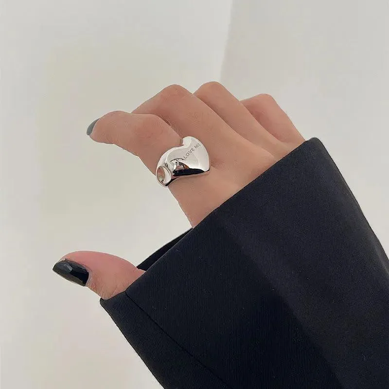 Elegant Heart Silver Rings: Chic Jewelry for Women's Parties & Birthdays