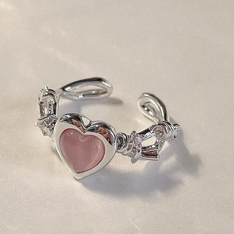 Elegant Heart Silver Rings: Chic Jewelry for Women's Parties & Birthdays