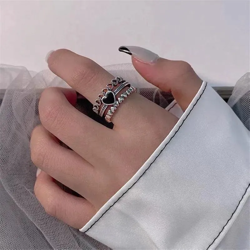 Elegant Heart Silver Rings: Chic Jewelry for Women's Parties & Birthdays