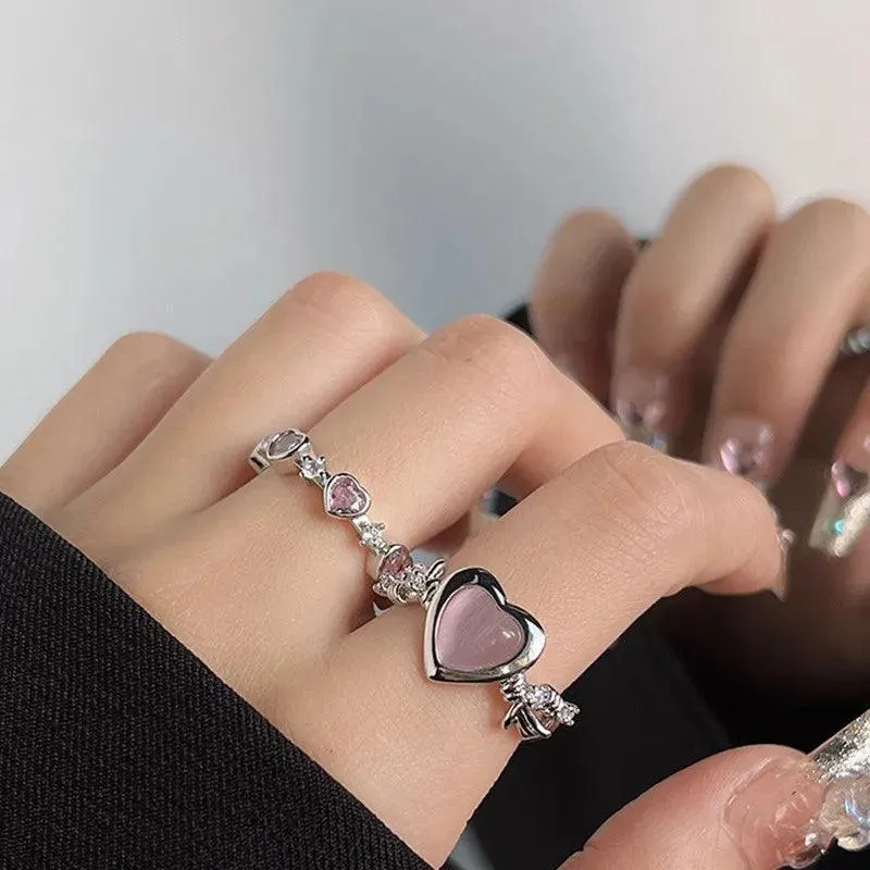 Elegant Heart Silver Rings: Chic Jewelry for Women's Parties & Birthdays