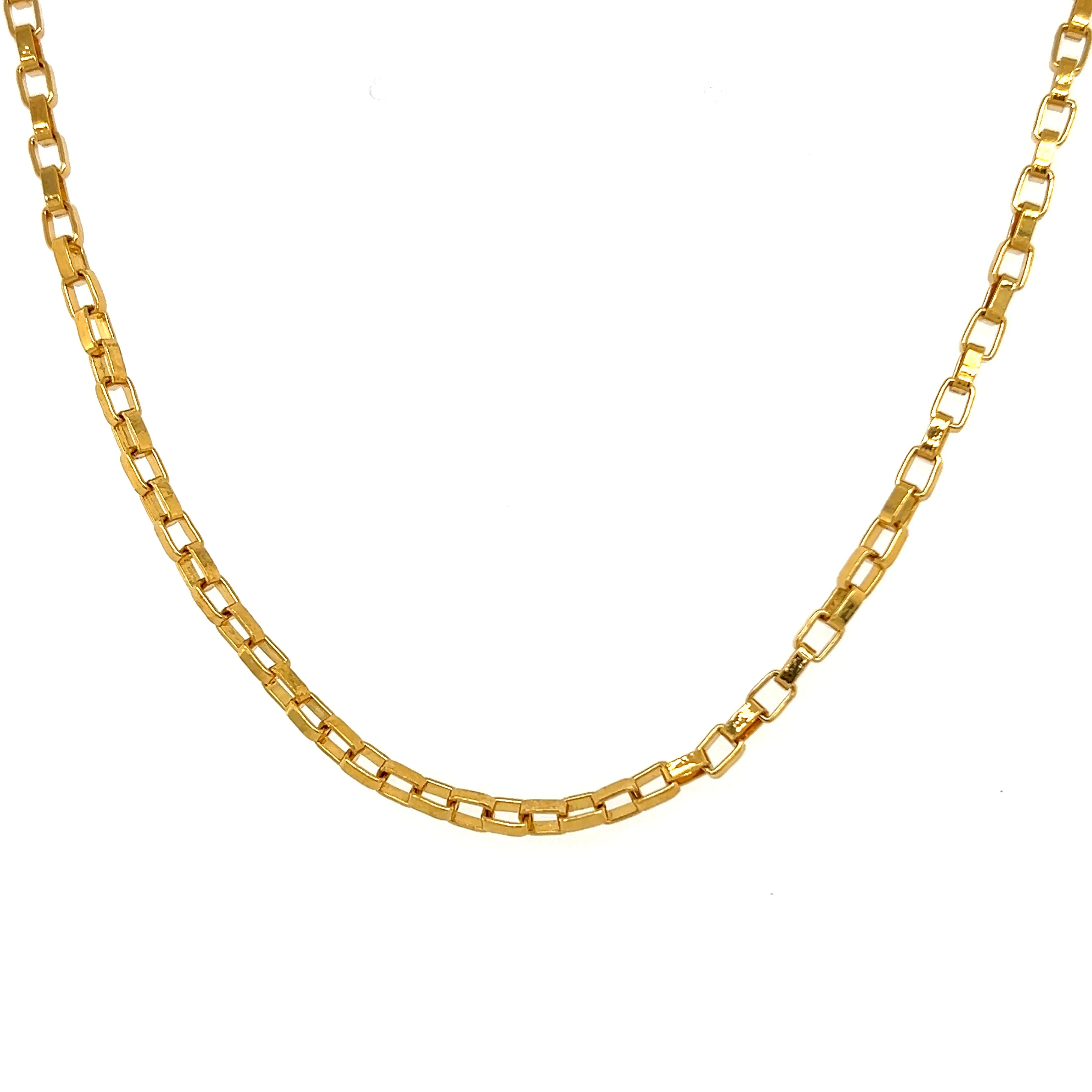 Elongated Box Chain Link Long Necklace