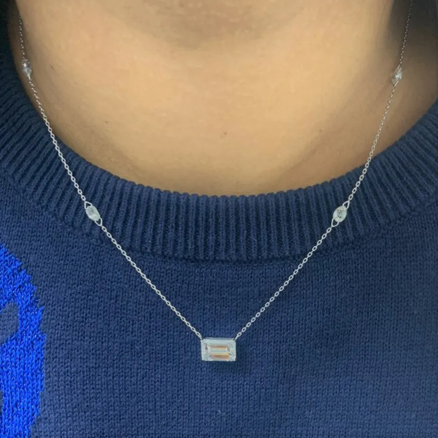 Emerald Cut Diamond Necklace