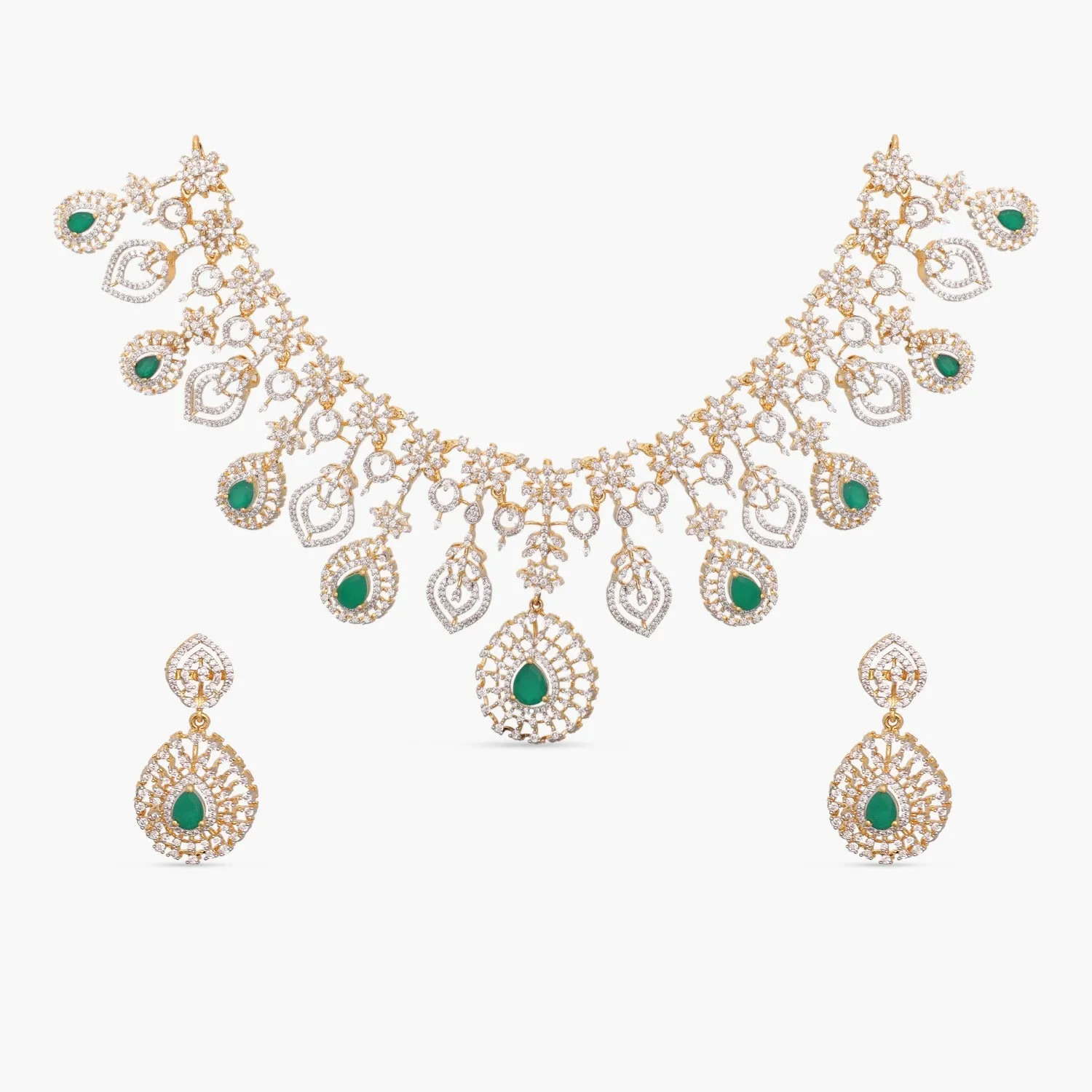 Enchanting Shine CZ Silver Necklace Set