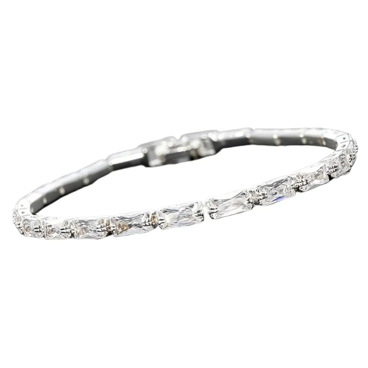 Equilibrium Silver Plated All That Bling Baguette Tennis Bracelet