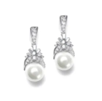 Ettiene Pearl And Crystal Bridal Drop Earrings