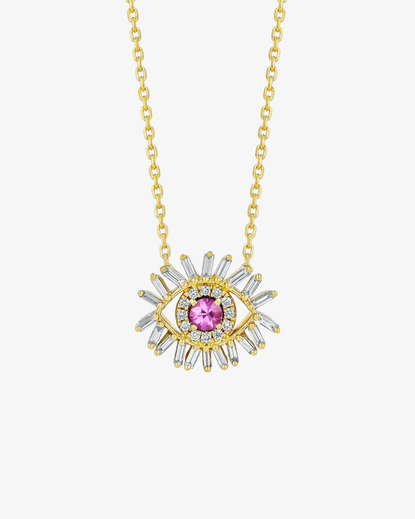 Evil Eye Mini Pink Sapphire Pendant