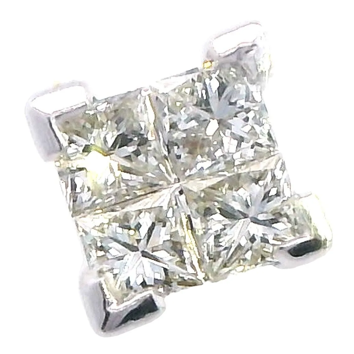 Exquisite 9K White Gold Princess Cut Diamond Stud Earrings