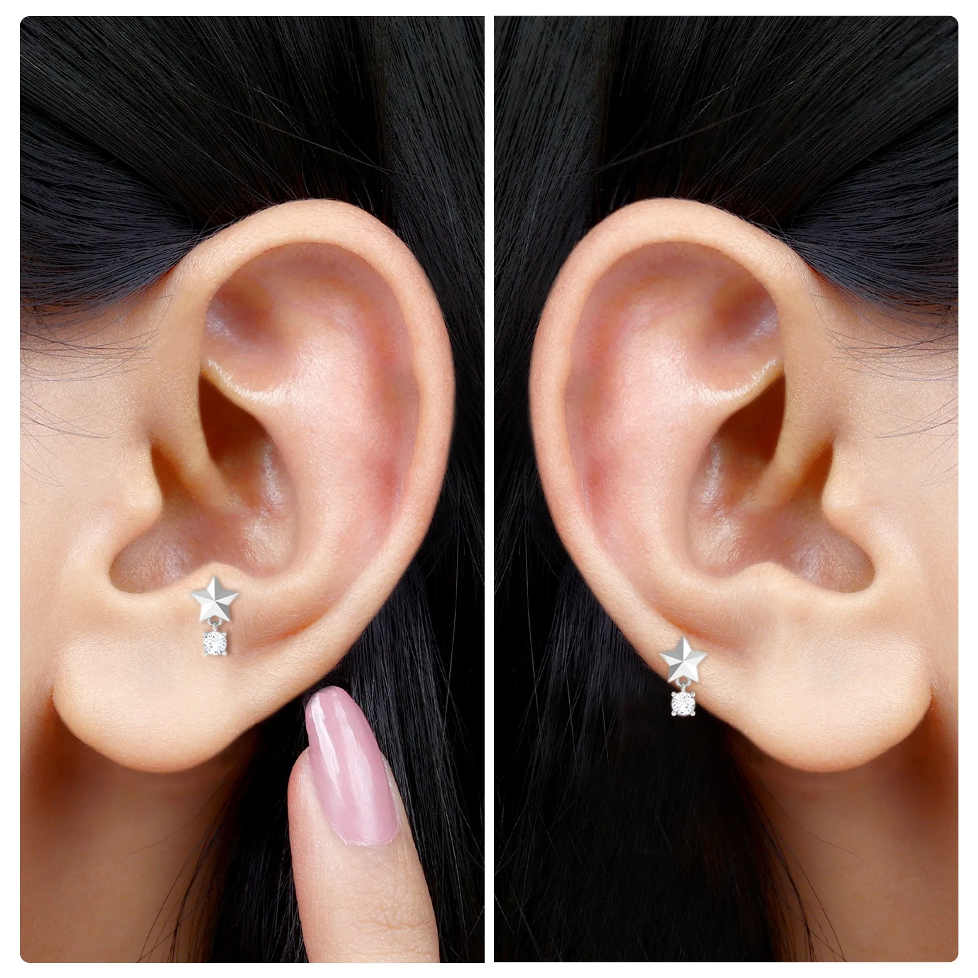 Exquisite Diamond Star Drop Earring for Helix Piercing