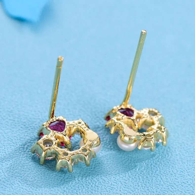 Exquisite Flower Pearl Earrings Stud