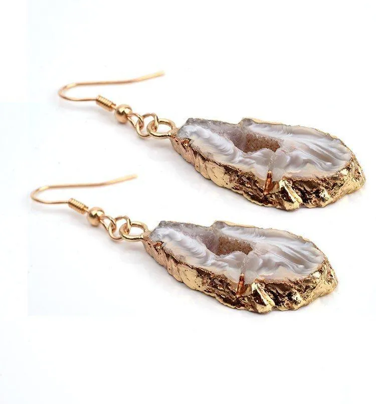 Exquisite Natural Stone Long Drop Earrings Charm Jewelry BS0235