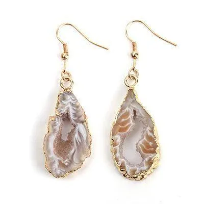 Exquisite Natural Stone Long Drop Earrings Charm Jewelry BS0235